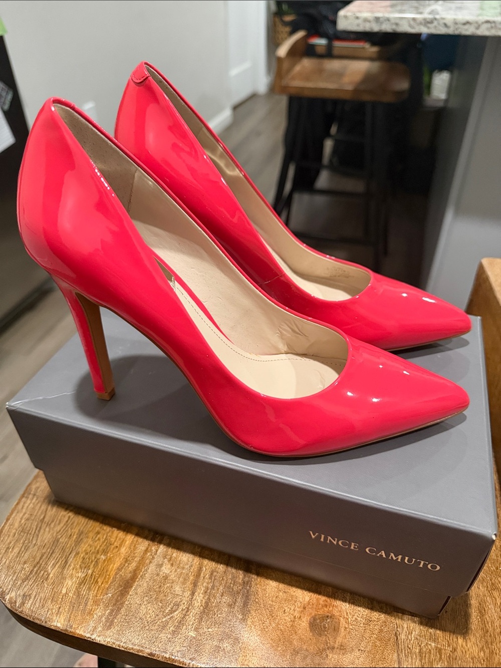 Vince Camuto Women's Hot Pink-Red Patent Pointed-Toe Pumps